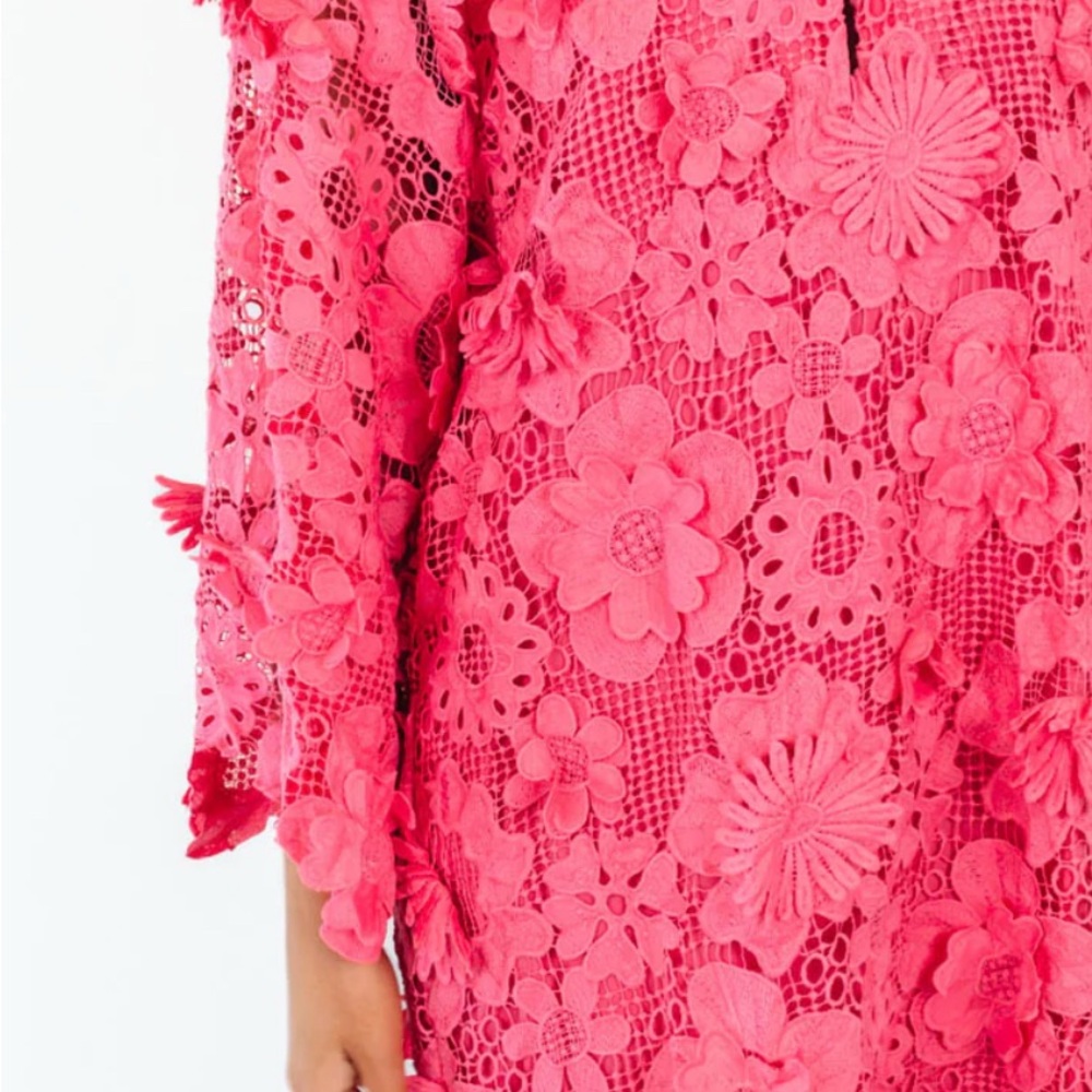 Elegant Pink Lace Midi Dress